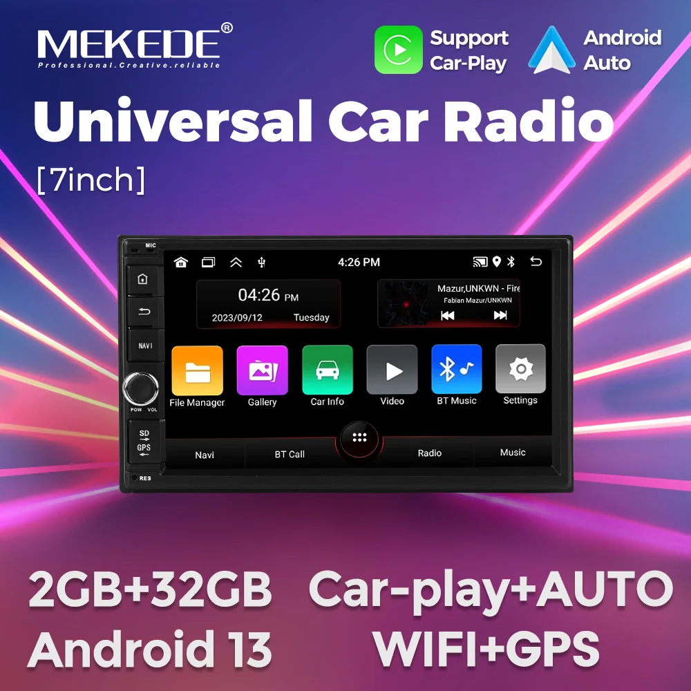 MEKEDE 7 Inch Car Radio 2Din Android 13 Carplay Android Auto IPS Screen RDS GPS Universal Car Multimedia Player Stereo Autoradio