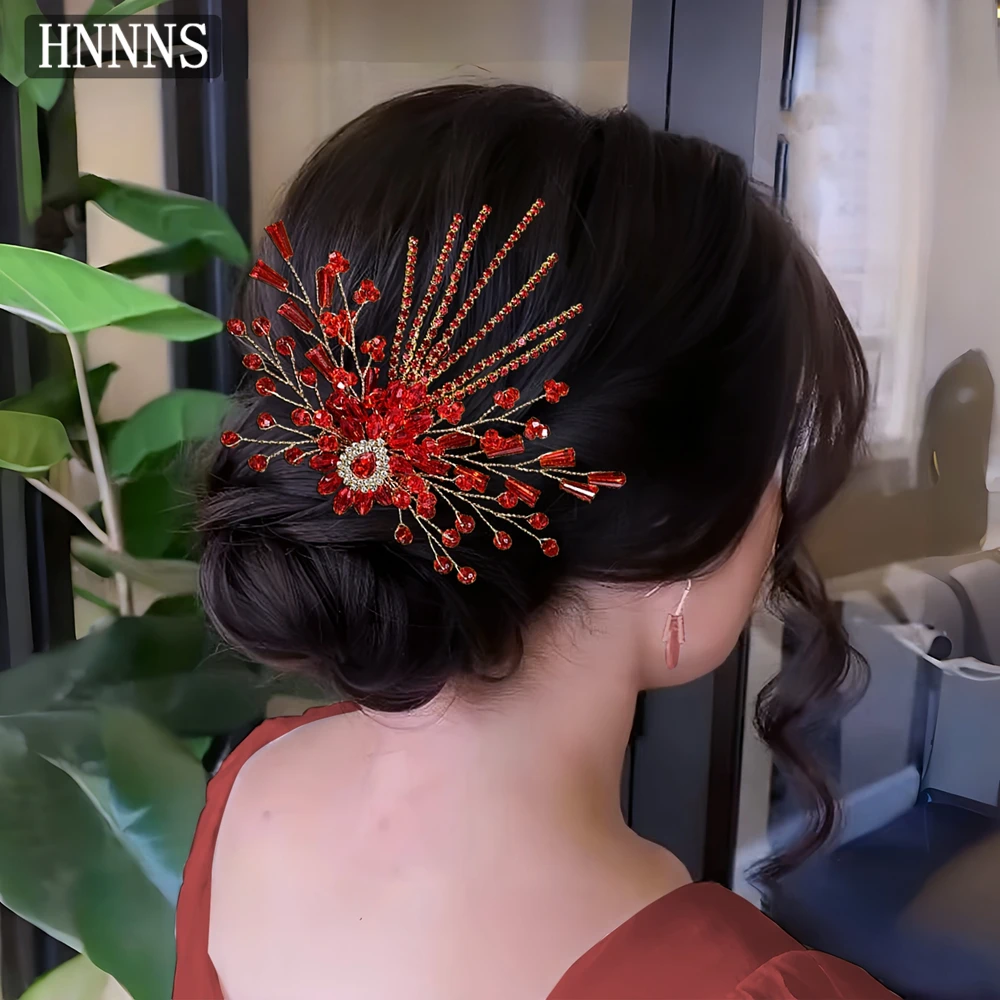 

HNNNS New Crystal Hair Comb Shiny Rhinestone Side Comb Elegant Bridal Hair Combs Luxury Wedding Hair Ornament Headdress A337