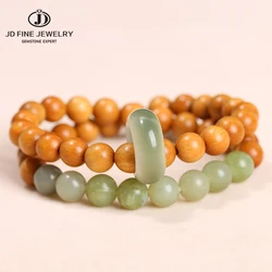 JD Natural Sandalwood Bead Bodhi Hoop 2-Layer Bracelets Women Men Vintage Plate Playing Hand String Around Fingers Hand Jewelry