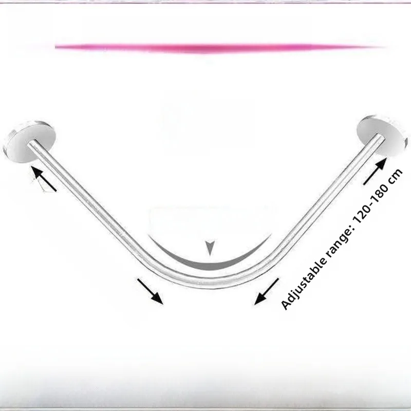 

Угловой карниз для ванной из нержавеющей стали, новый, с креплением на отверстия, L-образный, комплект для штор, дугообразный, для ванной комнаты