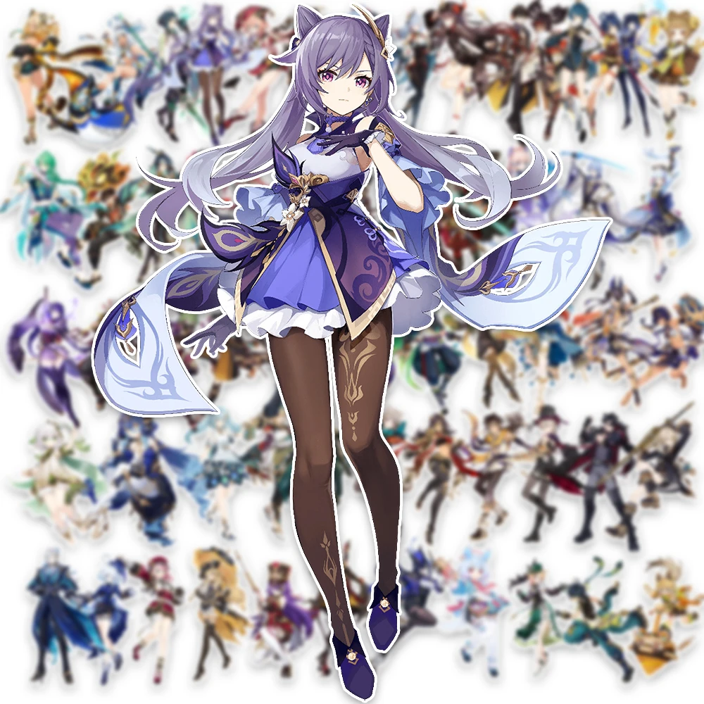 

60Pcs Cute Genshin Impact Stickers Laptop Anime Game Character Stickers Luggage Guitar Skateboard Stationery Sticker Decoration