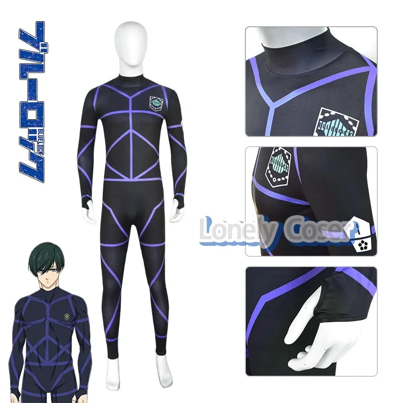 Peluca de disfraz de Cosplay uniforme rojo Anime Blue Lock Rin Itoshi #   1 camiseta de fútbol equipo ropa deportiva monos chaleco pantalones cortos