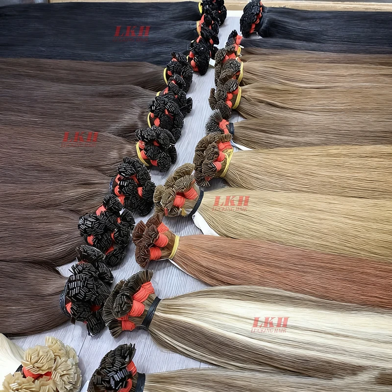 Cabello liso de punta plana, 100% de queratina humana, cápsulas K, extensiones brasileñas de 1 g/s, trenza de Color ombré preconsolidada Natural Real y sedosa