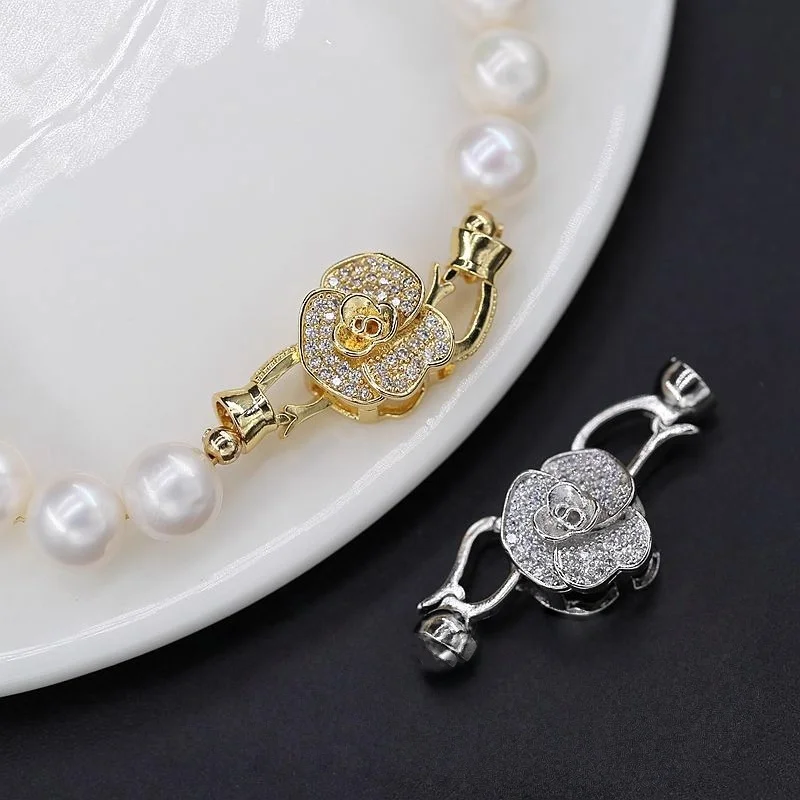 

1 Piece of Gold-plated Copper Zirconia Rose Pearl Chain Connector DIY Bracelet Necklace Accessory Jewelry Making Material