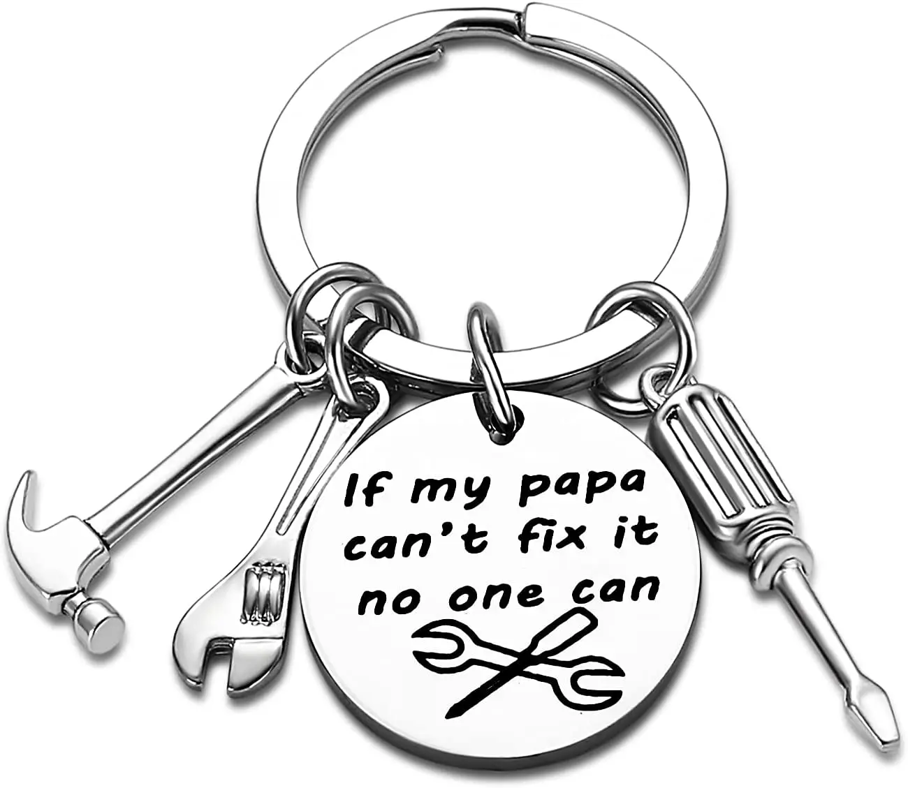 Grandpa Keychain Granddad Gifts From Grandson Granddaughter Christmas Gift Keyring(If grandpa can\'t fix it,no one can)DIY Custom