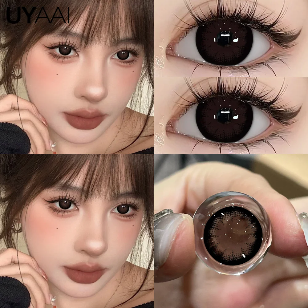 UYAAI 1 Paar Big Eye Color Lens Makeup Colorcon Brown Natural Color Eye Contacts Black Lenses y2k Korean Green Pupils