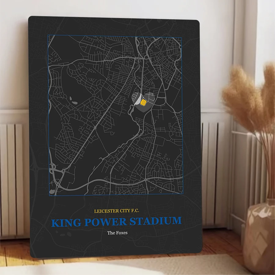 لوحة فنية جدارية معدنية لمحبي كرة القدم من Leicester City FC King Power Stadium، لوحة زخرفية لمحبي كرة القدم