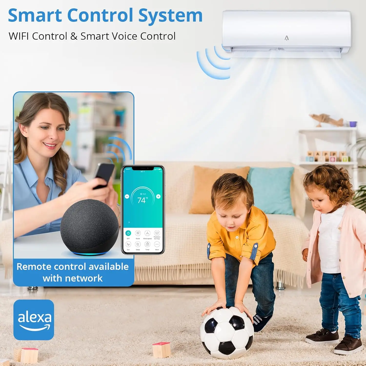 

Garvee R454B 9000 Btus Wifi Enabled Split-System Air Conditioner, 19 SEER2 115V Inverter Ductless Split AC Unit with Heat Pump for Rooms Up to 450 Sq. Ft