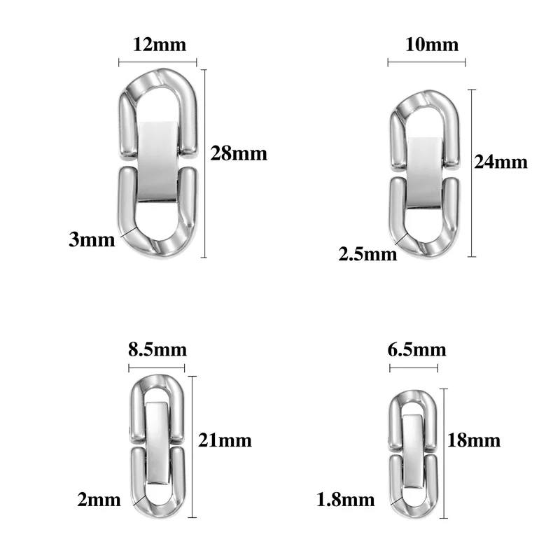 2pcs Stainless Steel Clasps Cuban Closure Chain Buckle Connectors For DIY Bracelet Necklace Jewelry Making Supplies Accessories