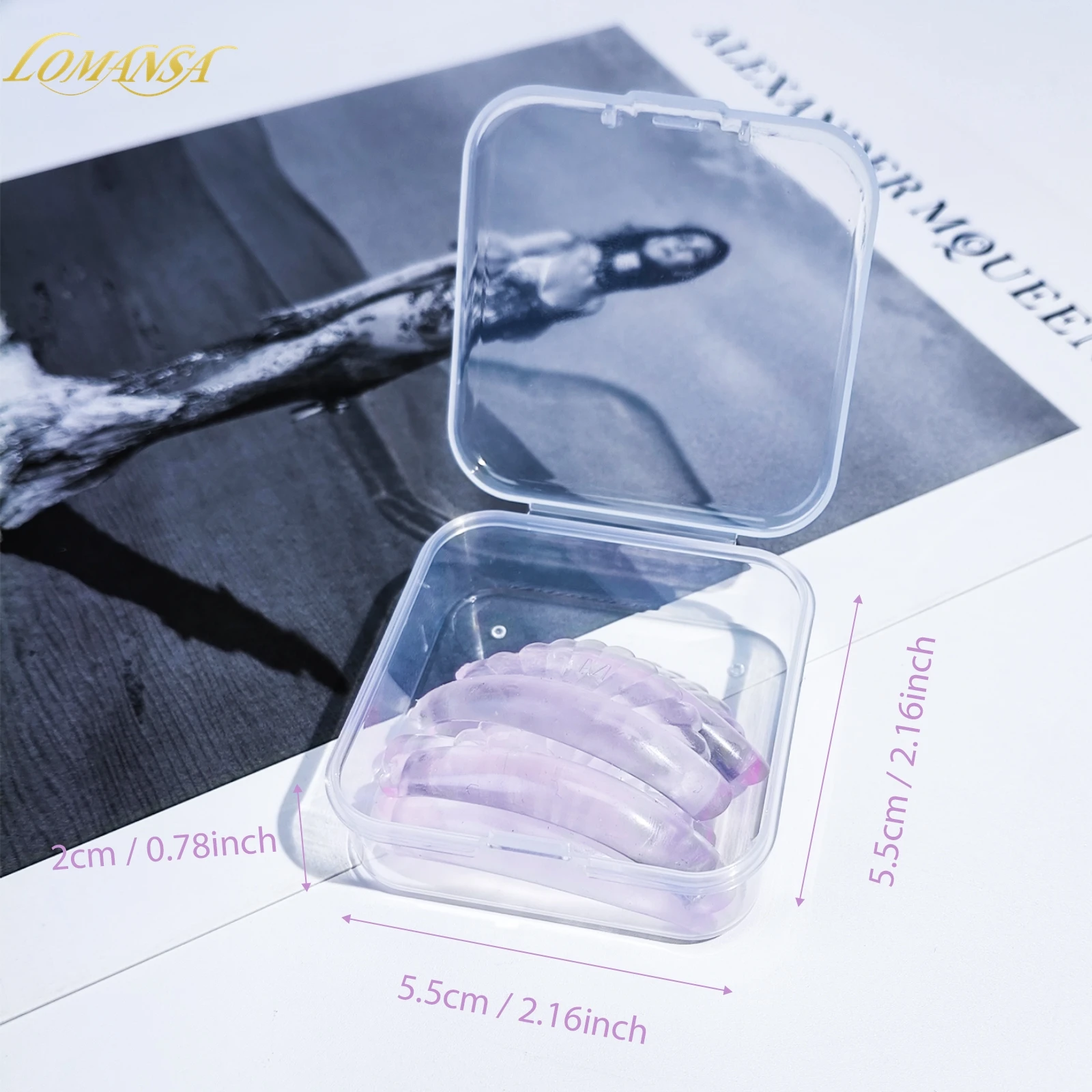 Lomansa 6 Pcs C Curl Silicone Eyelash Perm Pads Sticky Lashes Rod Shield Lifting 3D Eyelash Curler Accessories Makeup Tool