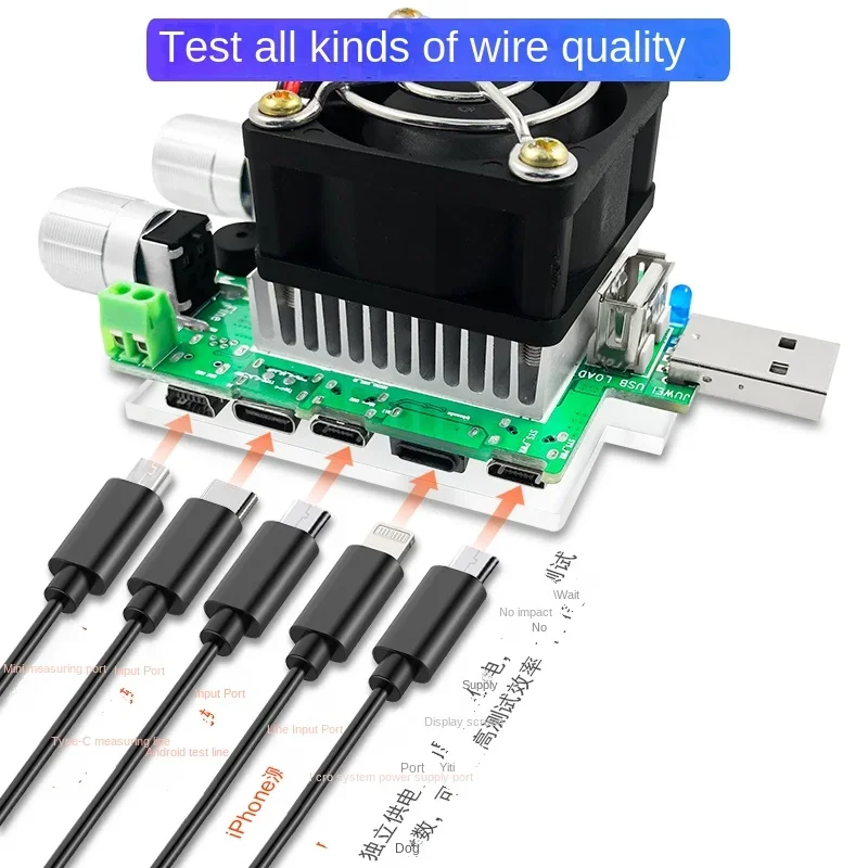 USB Intelligent Adjustable Constant Current Electronic Load King Mobile Power Detection Tester Test Line Aging Discharger