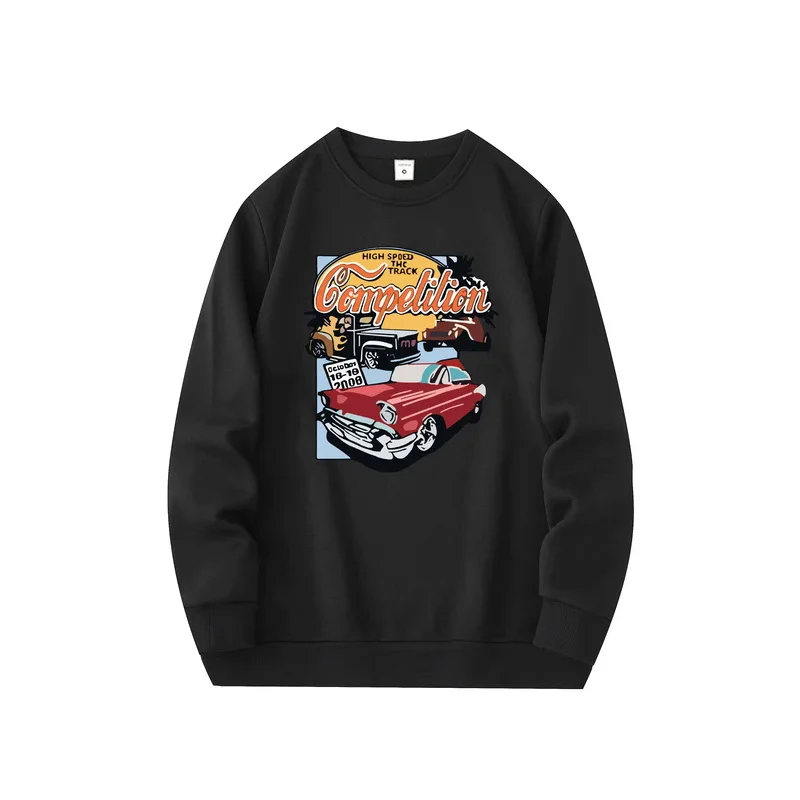 Nieuwe modieuze herentrui met ronde hals, casual en dagelijks comfortabel sweatshirt met ronde hals, autoprint, herenjas