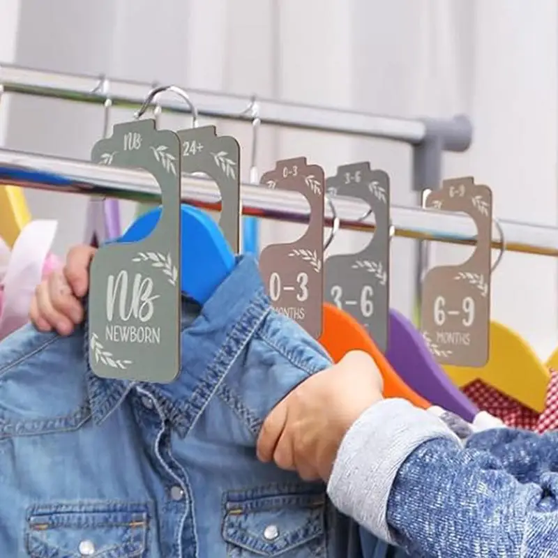 Wooden Nursery Closet Organizer, cabides do bebê com divisórias de tamanho, Cute Baby Supplies, Boho Decor para bebês até 24, 8pcs