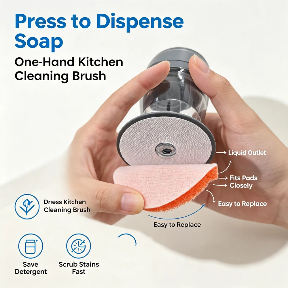 7Pcs Scouring Pad Cleaning Kit With Press‑Type Liquid Dispenser Bottle Multi‑Grit Nylon Scrub Pads For Car Wheel Hub Kitchen