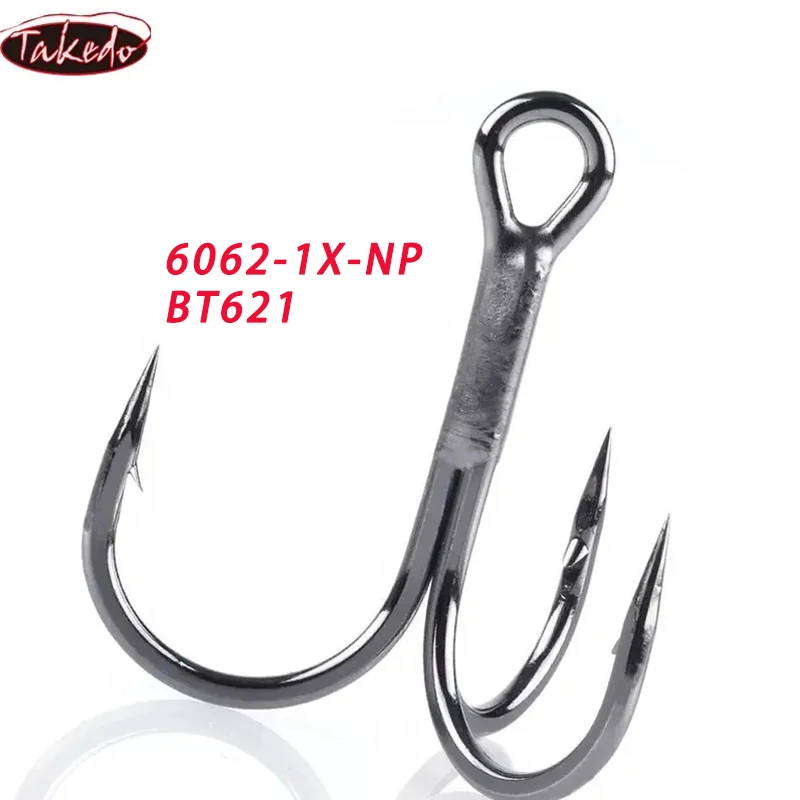 BKK 6062-1X-NP Treble Hook BT621 Black Nickel Triple Fishing Hooks 1# - 12# Round Tip Fishhook For Saltwater Freshwater Fishing