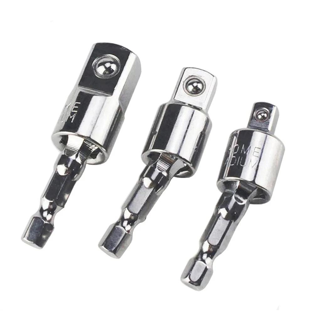3x Hex Shank Electric Drill Socket Adapter For Driver Rotatable Extension Long Bar Steering Sleeve Connecting Rod Accesso