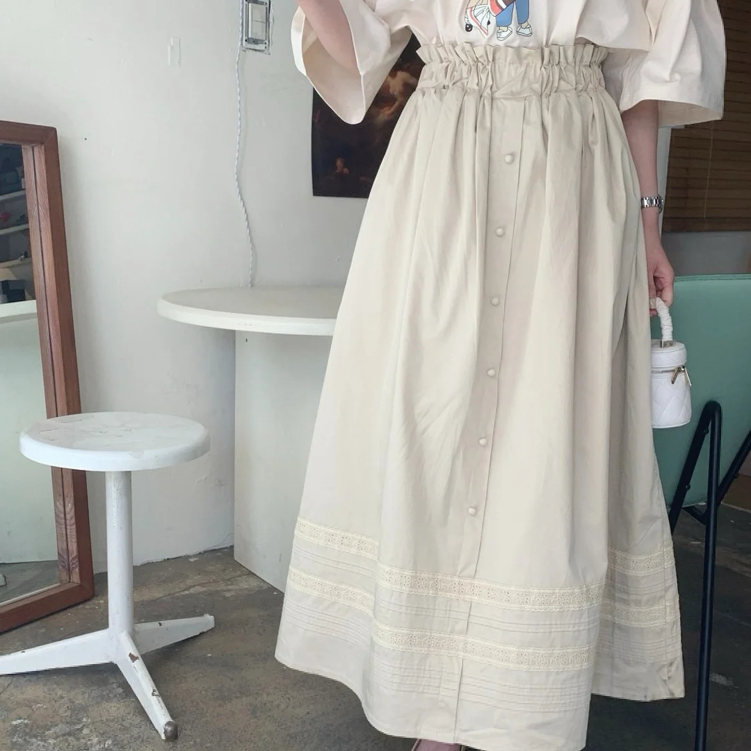 

Versatile Half-length Skirt with Lace Design Suitable for Various Occasions Korean Style Women's Fashion Spring Autumn Winter