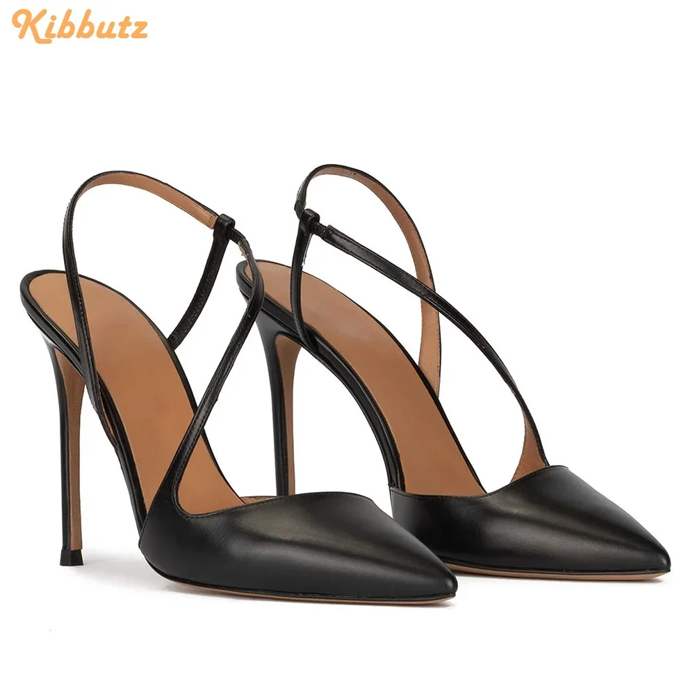 

Solid Color PU Cross Back Strap Sandals Women Fashion Summer Shine Leather Pumps Slip on Pointed Toe Stiletto Heels Sandals