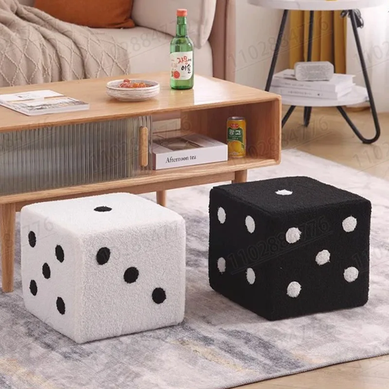 Black White Domestic Dice Stool Entry Door Shoe Stool Can Be Removed Washed Sitting Block Bedroom Creative Low Sofa Foot Stool