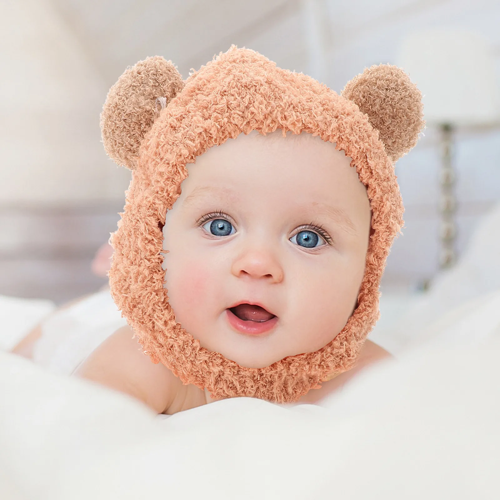 

Детская зимняя шапка-ушанка с двойными помпонами, теплая, для новорожденных и малышей, для мальчиков и девочек