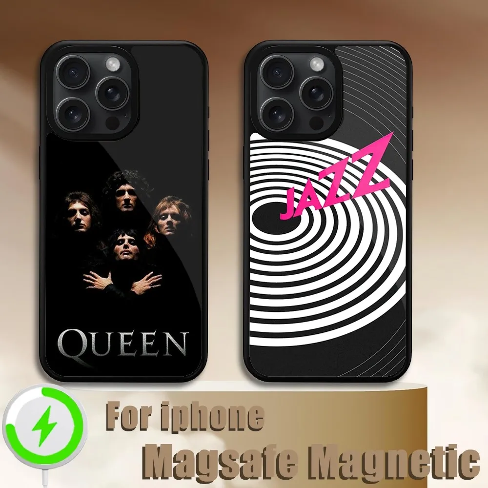 Queen band  Phone Case For iPhone 11 12 13 14 15 Plus Pro Max Magsafe Magnetic Wireless Charging Cover