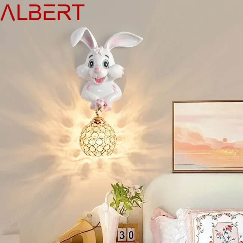 Albert contemporâneo coelho lâmpada de parede criativa sala estar quarto estudo villa hotel quarto das crianças corredor led decoração luz