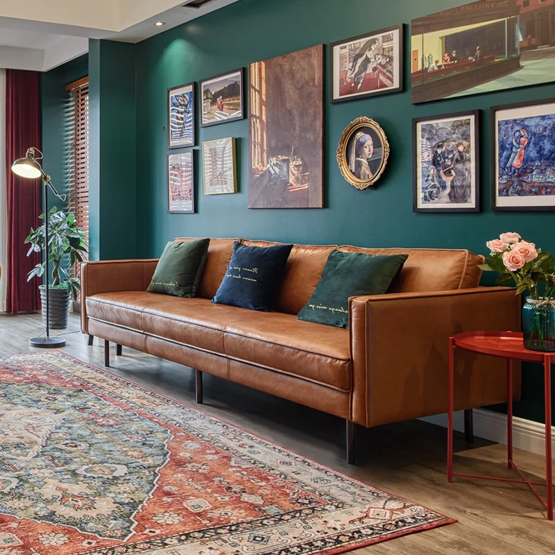 

Retro Faux Leather Living Room Sofas Brown Cheap Japanese Sectional Living Room Sofas Nordic Lazy Woonkamerbanken Furniture