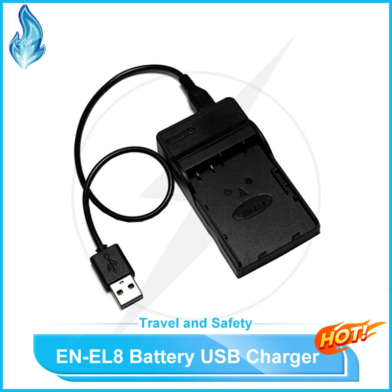 EN-EL8 Battery USB Travel Charger for Nikon Digital Camera Coolpix P1, P2, S1, S2 , S3 , S5 , S50, S50c, S51, S51c, S52