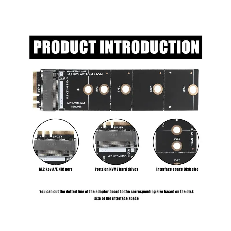 For M.2 A/E For Key Slot To For M.2 for M For Key WiFi Bluetooth-Compatible Adapter For NVMe PCI For Express