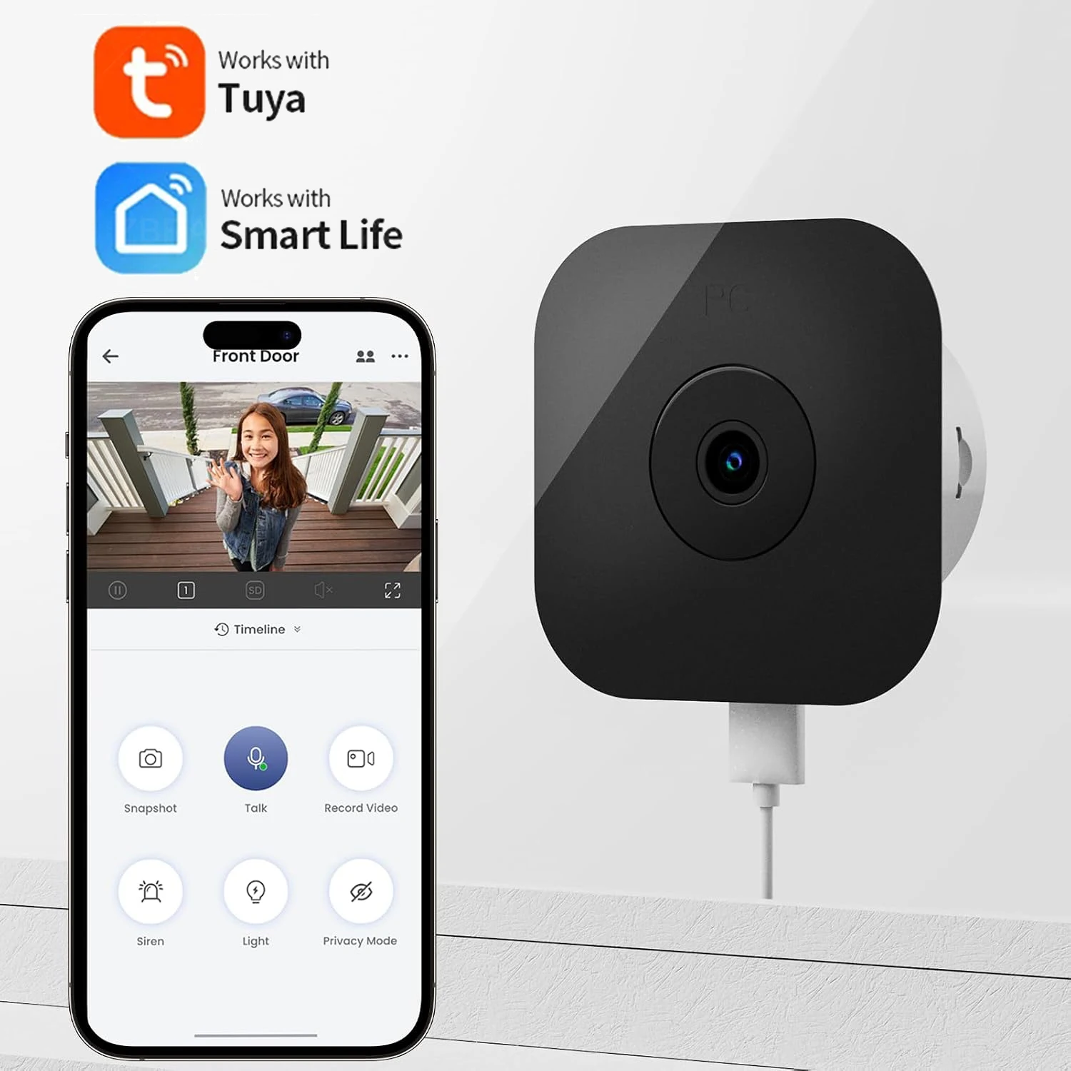 Tuya Smart Life Window WiFi Camera for Home Security 5MP 3K Full Color Night Vision APP Control Indoor Magnetic Glass Camera IP