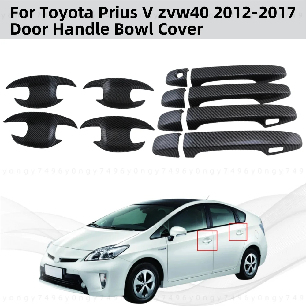 

Carbon Car Accessories Plated Door Handle Bowl Covers Trim Paste Style For Toyota Prius 30 2012 2013 2014 2015 2016 2017