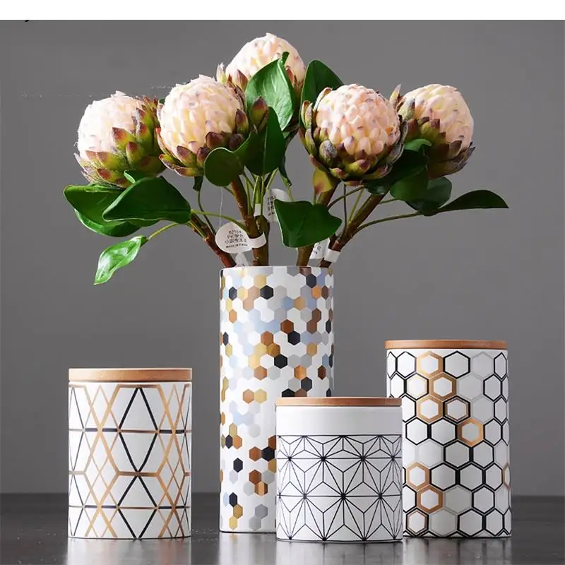 

Modern Minimalist Geometric Ceramic Storage Tank Abstract Art Storage Bottle Decoration Living Room Decoration Accessories