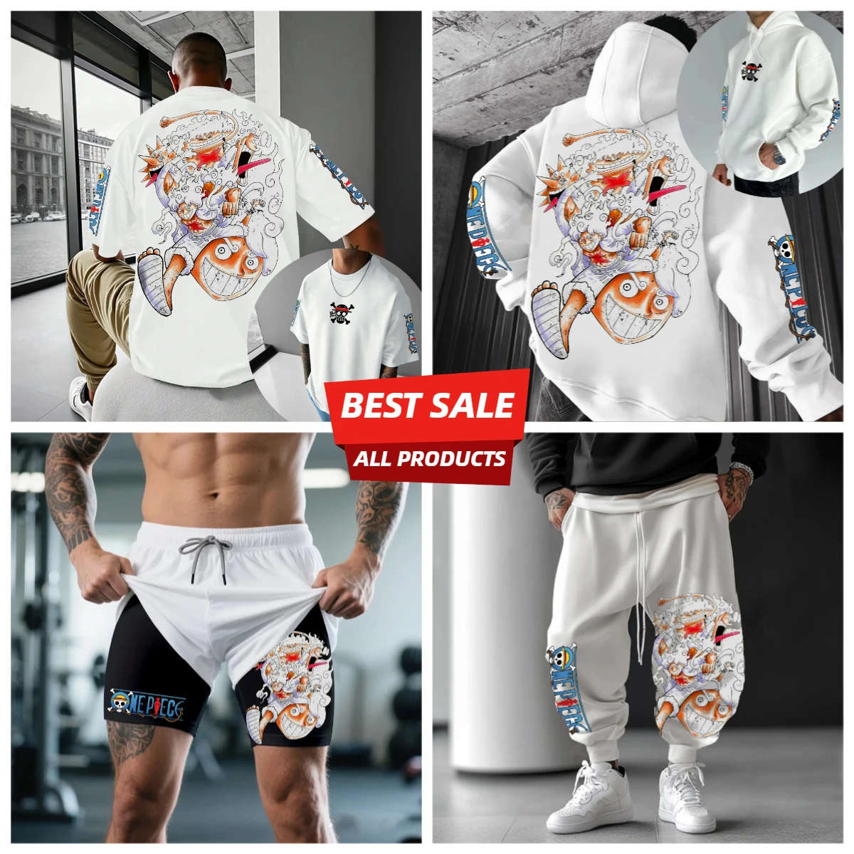 

One Piece Animation Derivatives Unisex Anime Series Casual Fashion Oversize T-shirt Hoodie Shorts and Sweatpants Y2K Clothing