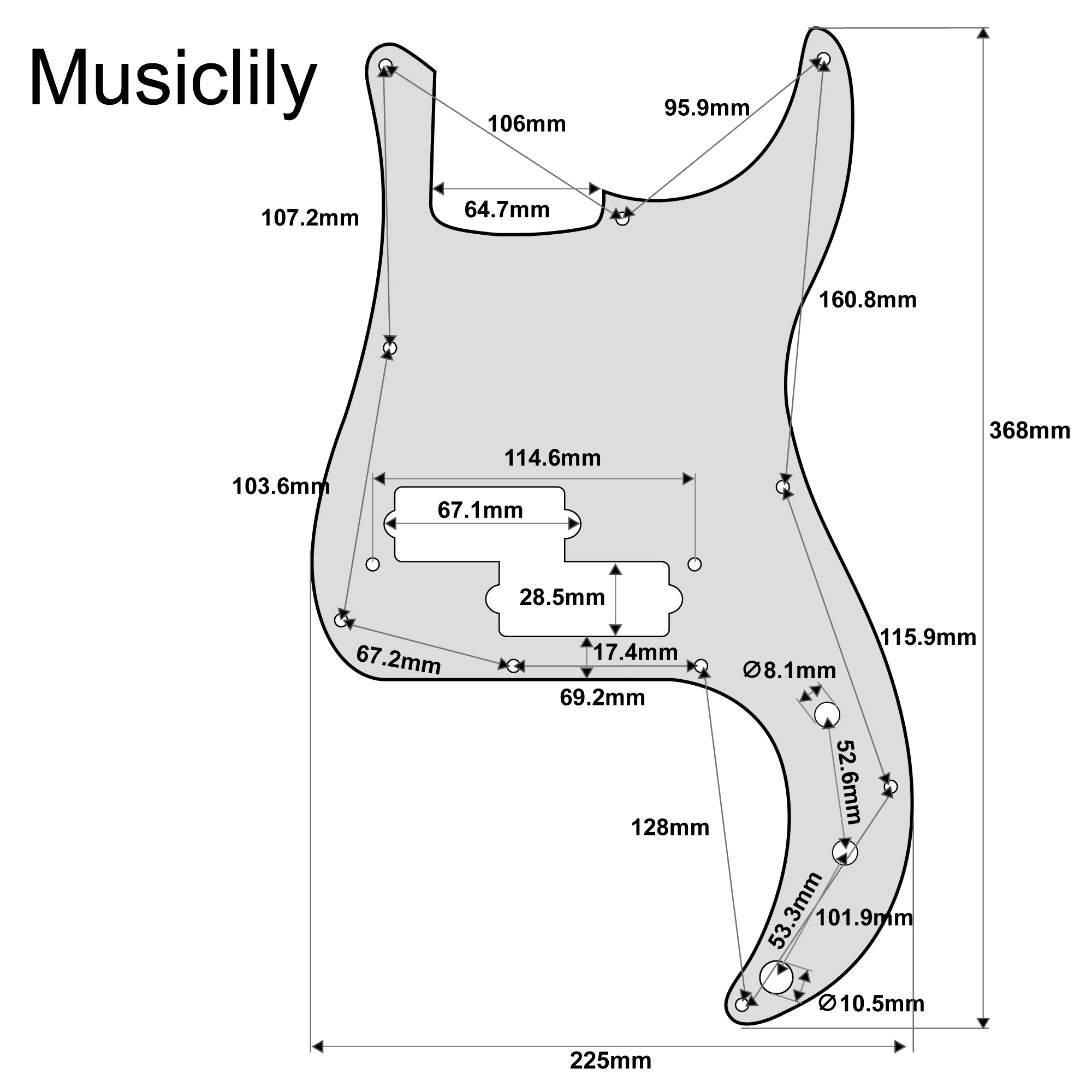 Musiclily Pro 10-Hole P Bass Pickguard for MIJ Fender Japan 4-String Precision Bass