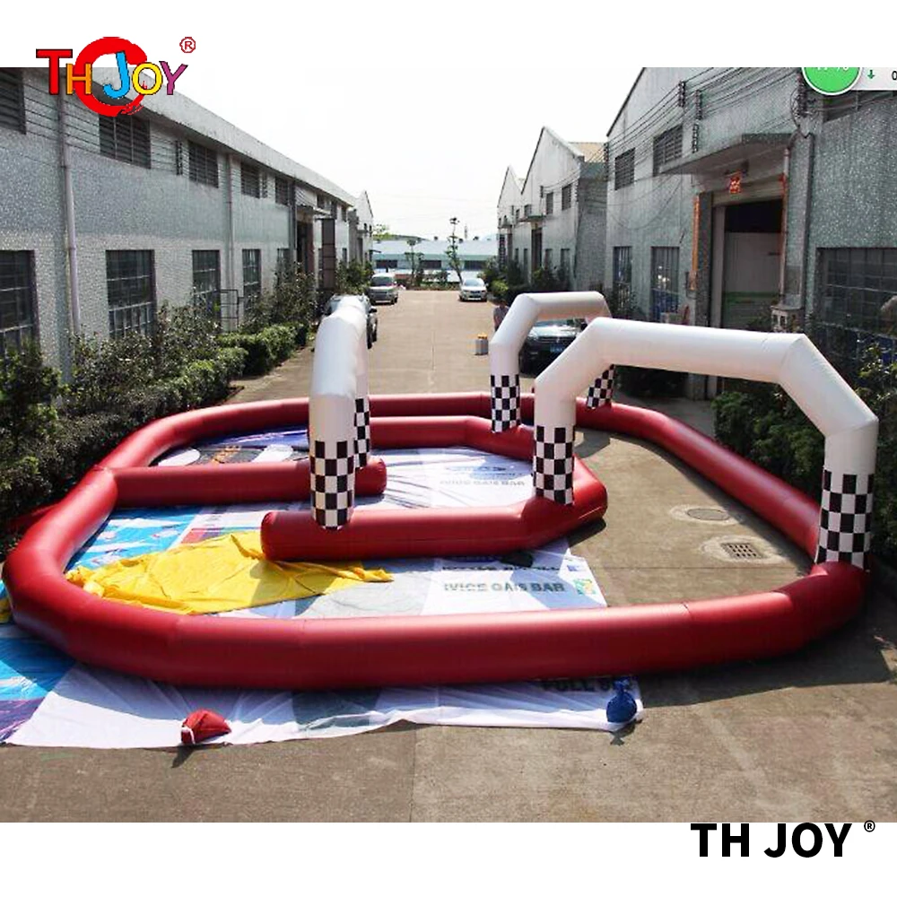 

free air ship to door,20x15m inflatable go kart race track sport game racing track for competition inflatable zorb ball track