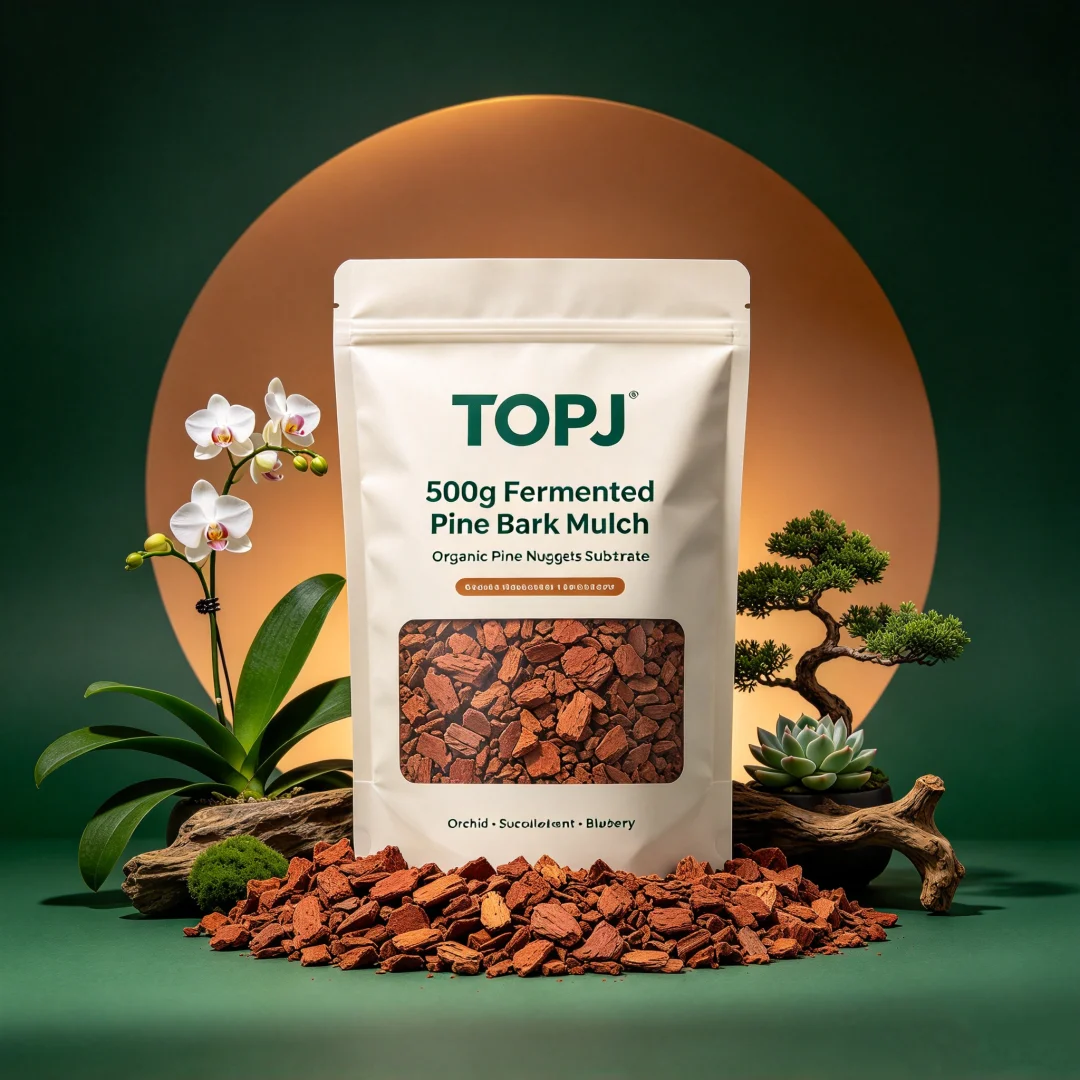 500g TOPJ Fermented Pine Bark Mulch Organic Pine Nuggets Substrate for Orchid Succulent Bonsai Blueberry Garden Soil Amendment