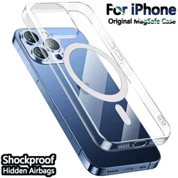 Original Magnetism Cover For Apple Magsafe Case Iphone 16 15 14 Plus 13 12 Mini 11 Pro Max Xs 7 8 Se Clear Acrylic Silicon Cases