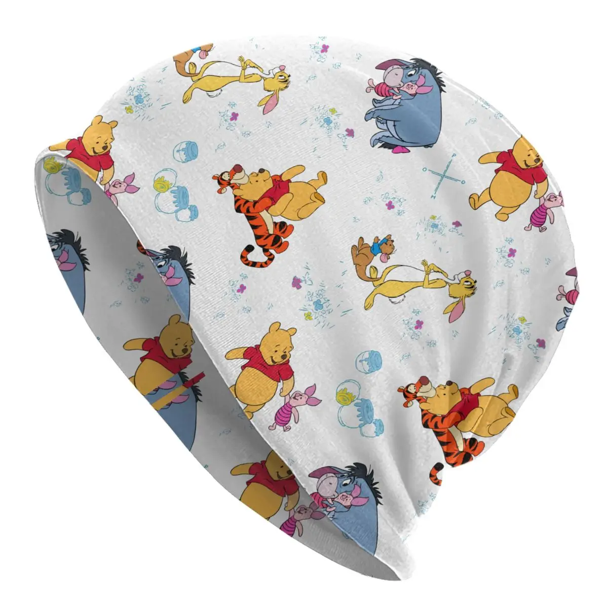 

Винни-Пух висит с друзьями шапки с узором в стиле хип-хоп унисекс уличные шапочки с черепами весенние теплые шапки двойного назначения