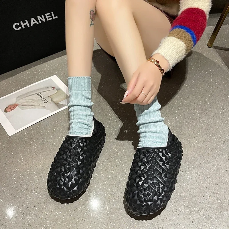 New Winter Women's Slippers with Velvet To Keep Warm Cotton Slippers Durian Cute Casual Fashion Outer Wear Warm Cotton Shoes