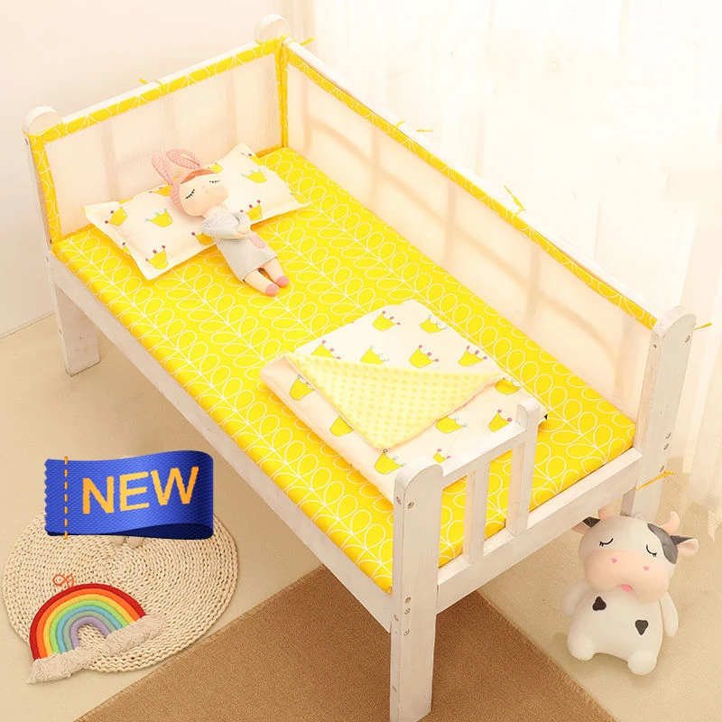 Cotton Mesh One-piece Summer Bed Surround Crib Bumper Breathable Soft Baby Protect Bed Surround Washable Child Room Bed Bumper