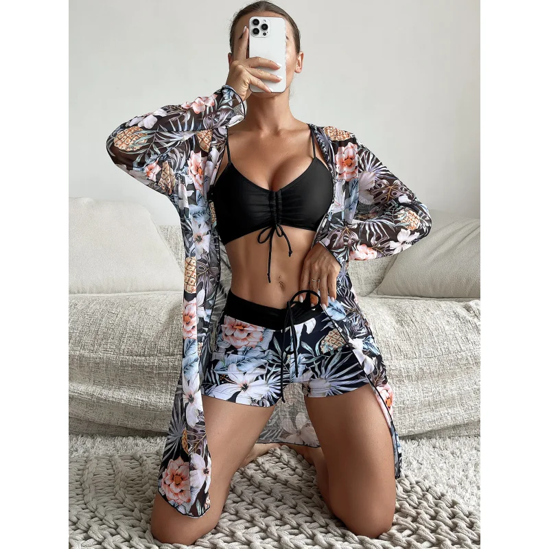 New Hot-Selling Printed Sexy Cover-UpTANTINIThree-piece Swimsuit Set for Women