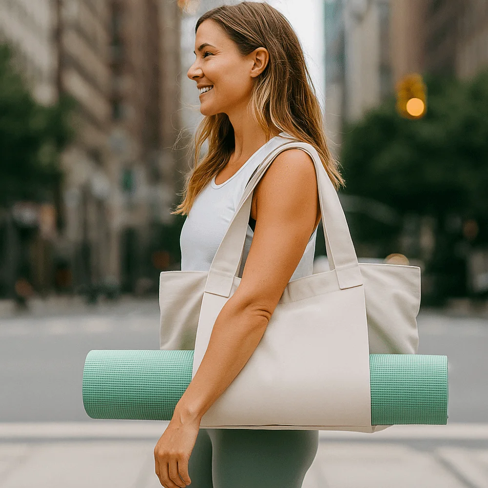 Large Capacity Yoga Mat Carry Bag Lightweight Foldable Multifunctional Yoga Bag Washable Thick Canvas Pilates Mat Case Travel