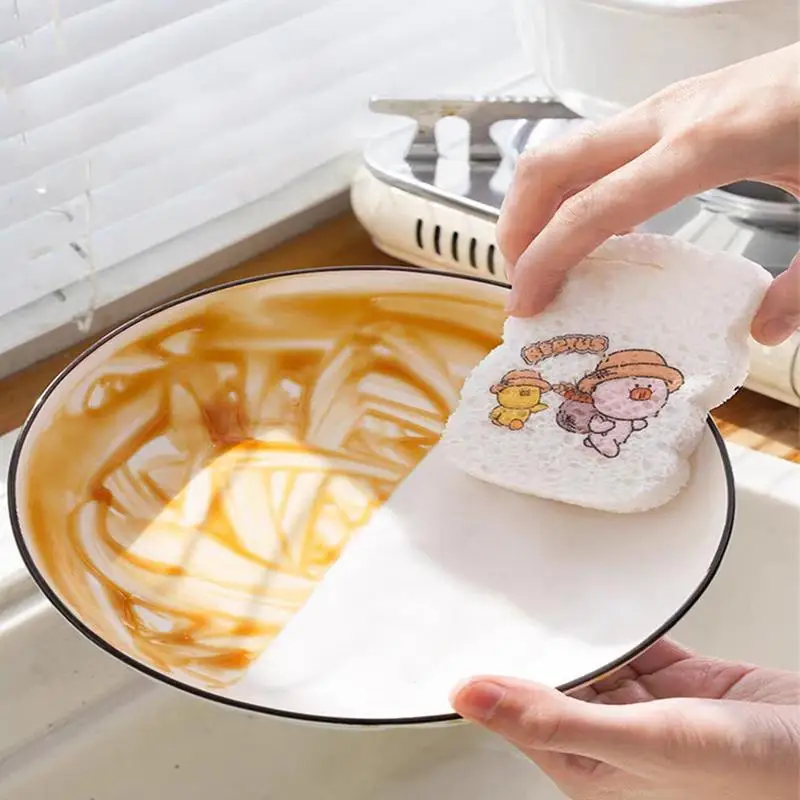 Мультяшные сжатые губки, милые губки для мытья посуды, многоразовые многофункциональные чистящие губки, кухонные аксессуары