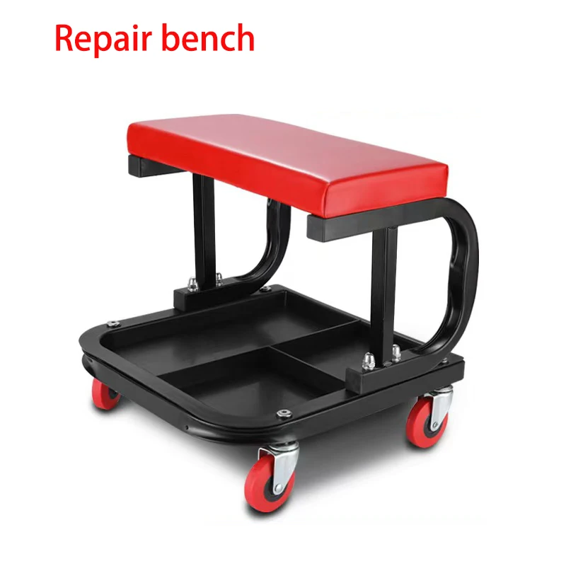 Rolling Creeper Seat Stool Mechanic Chair 4 Wheels Tray Tools Auto Repair Tool Multifunctional Mobile Repair U-shaped Stool 