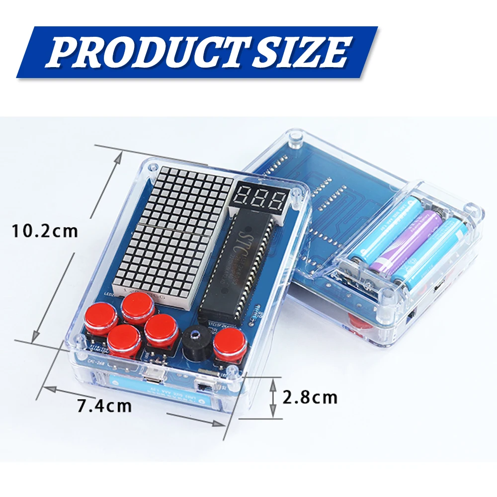 DIY Kit Electronic Pixel Game Console LED Dot Matrix Digital Tube Display STC15F2K60S2 MCU Double-Sided PCB DIY Soldering Kit