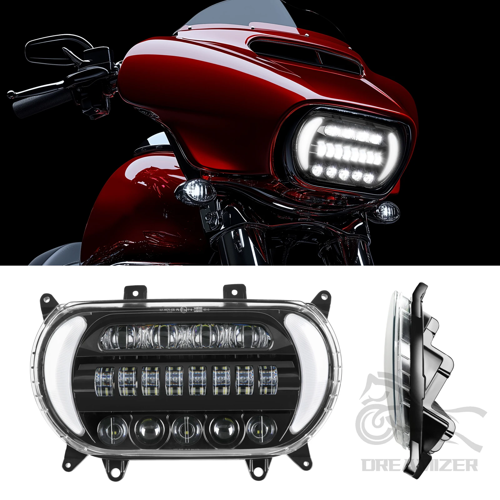 

Motorcycle LED Headlight Assembly For Harley Davidson Road Glide 2015-2020 Turn Signal Daytime Running Lights DRL High Low Beam