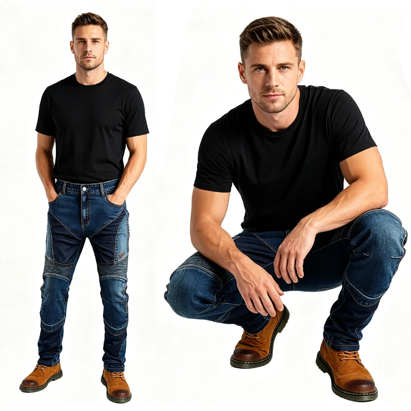 Summer Mesh Motorcycle Jeans Kevlar Aramid Men Pants Protective Gear Leisure Motocross Blue Trousers Kevlar Shorts