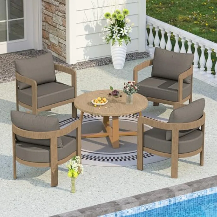 Outdoor Patio Furniture Set 5 Pieces Modern Metal Patio Conversation Set with 6 Thick Cushions Outdoor Lounge Sofa 350lbs for B