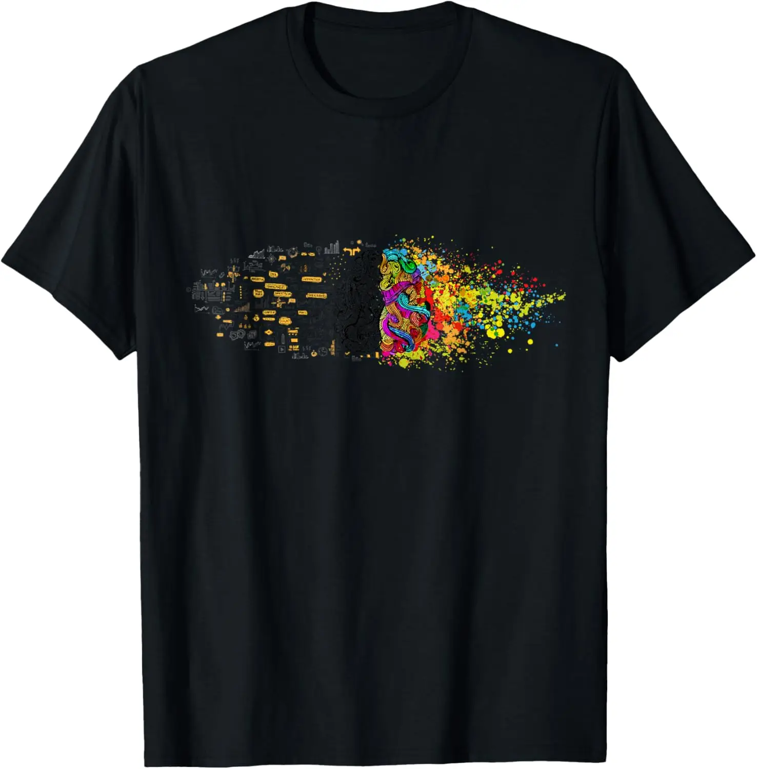 Camiseta informal de manga corta de algodón con estampado gráfico Creative Logic Versus Art Brain para uso diario