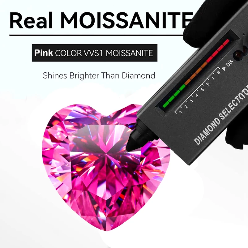 Pink Heart Diamond Ring 1-2ct Shining Moissanite with Certificate 100% Passed Diamond Test S925 Silver Jewelry Ring Gift
